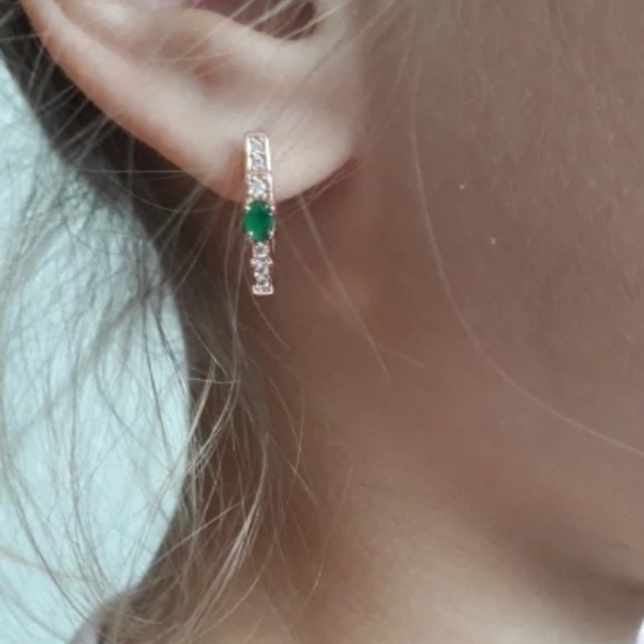 Rose Gold Blue Earrings - Picture 5 of 5